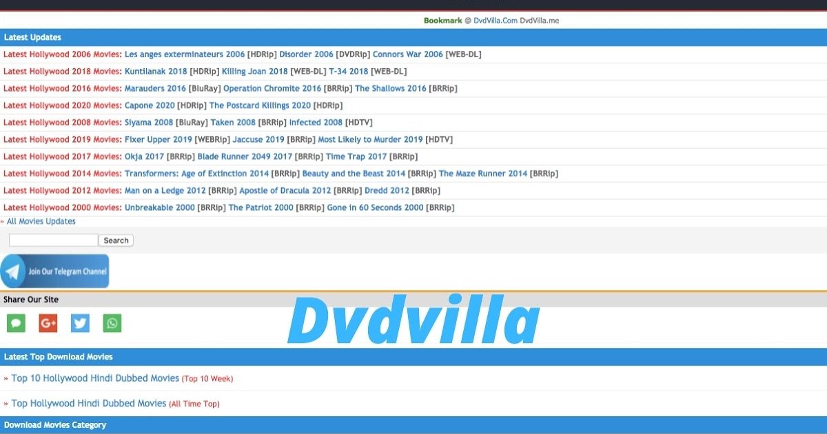 DvdVilla: Watch Illegal Free Leaked HD Online Tamil, Telugu, Bollywood, Hollywood, Latest Movies, TV Shows, Videos Download, Latest Movies News at DvdVilla website