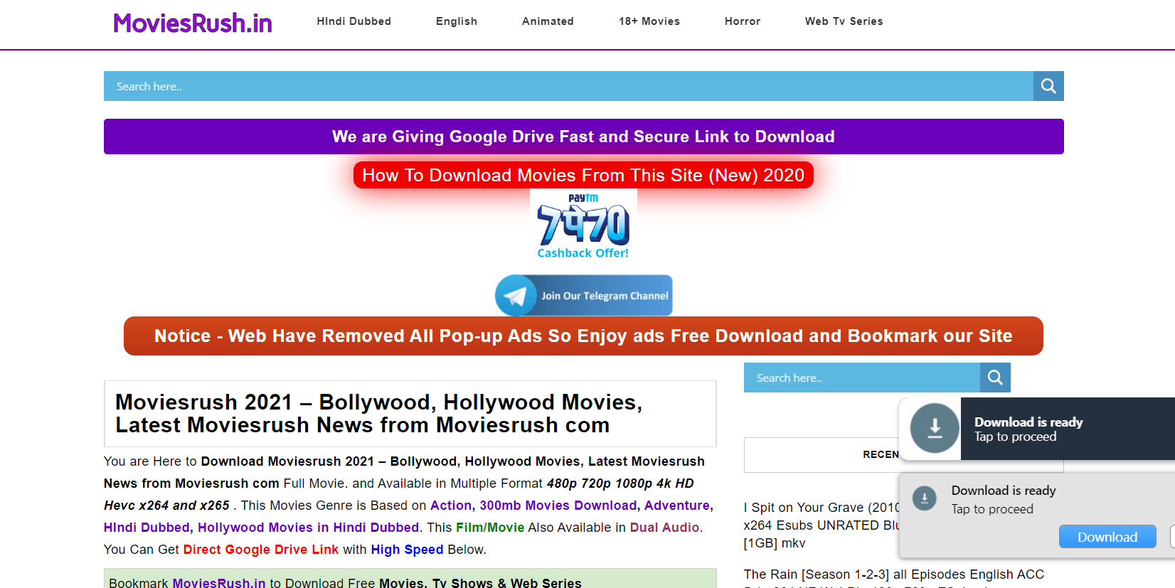 Moviesrush 2021: download the latest Bollywood, Hollywood, Hindi dubbed Tamil, Telugu movies