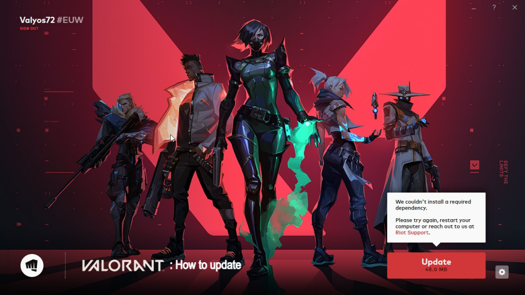 Illustration of a gamer solving the Valorant Version Mismatch Erro