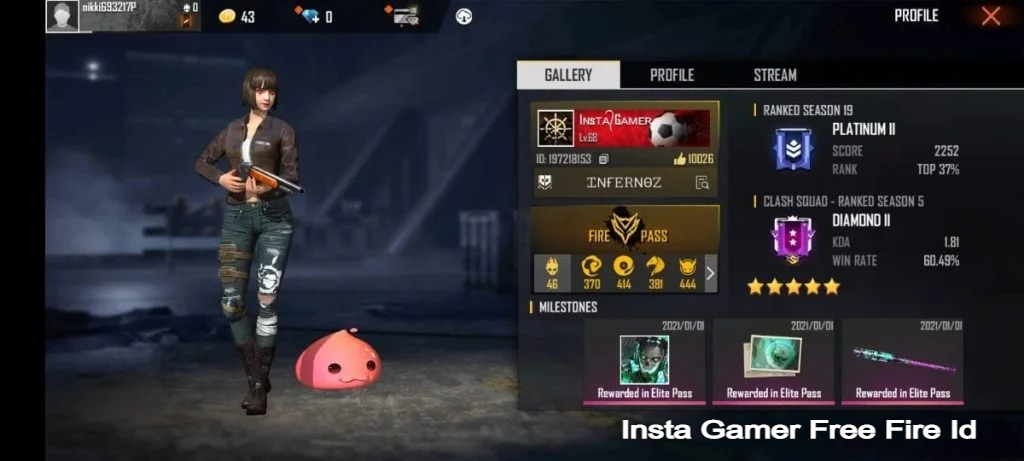 Insta Gamer Free Fire Id, Country, Id Number and Stats