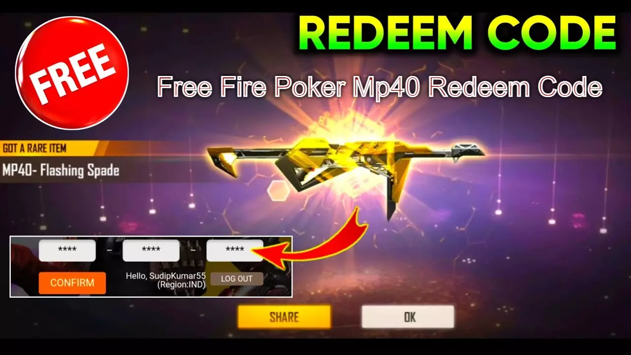 Free Fire Poker Mp40 Redeem Code Today Abn à¤¨ à¤¯ à¤œ