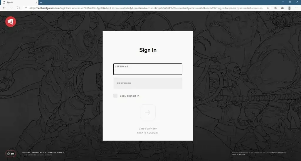 riot games account page