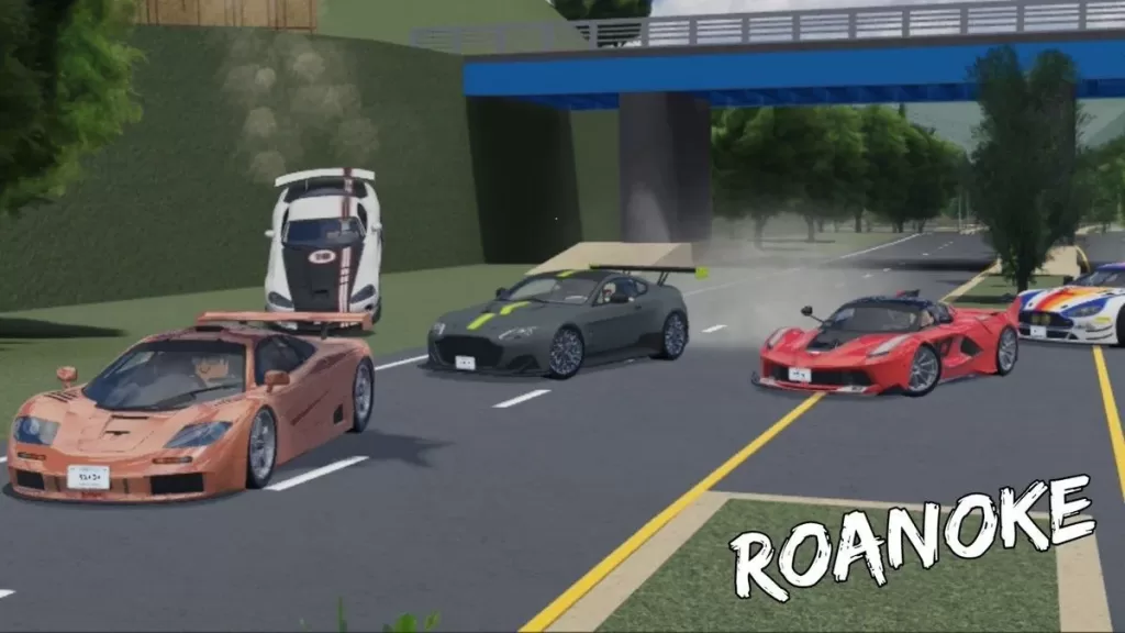 Roblox Roanoke gaming scene with in-game cash and Blue Ridge Mountains backdrop