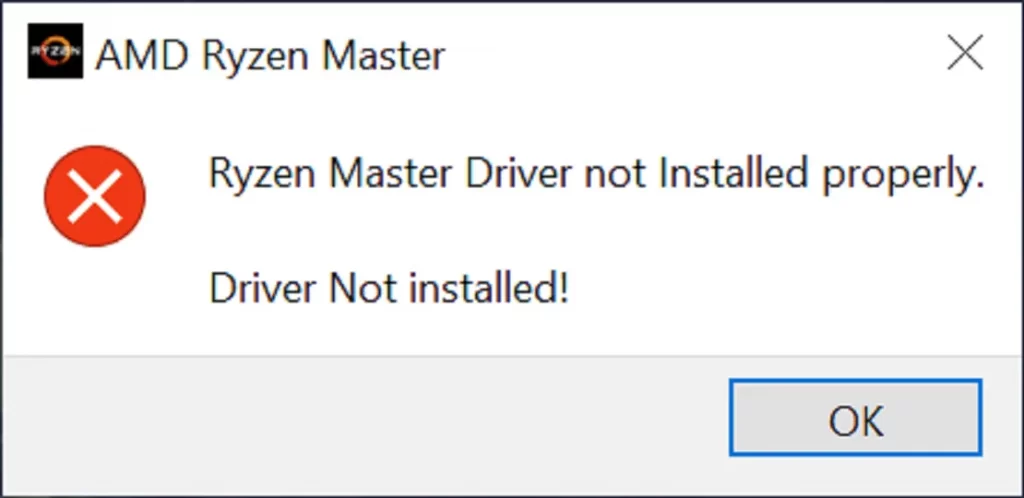 AMD Ryzen Master Driver Not Installed