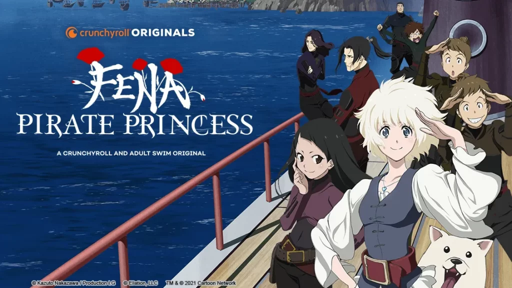 Image depicting Fena: Pirate Princess characters on a pirate ship, symbolizing the anime's adventure and intrigue.