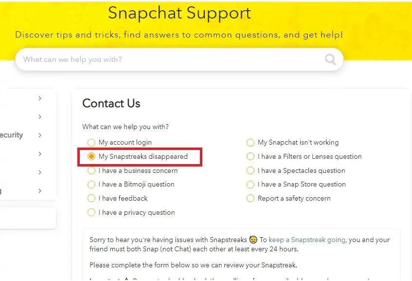 Snapchat Support