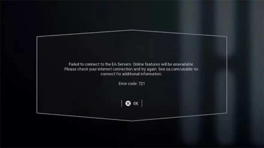 Star Wars Battlefront 2 Error Code 721