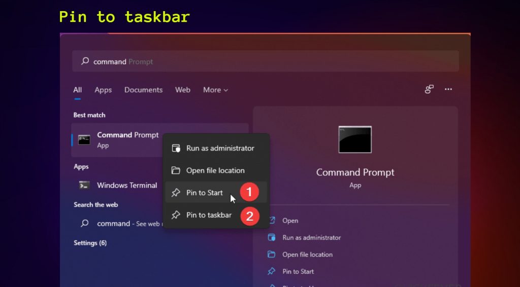 Pin to taskbar