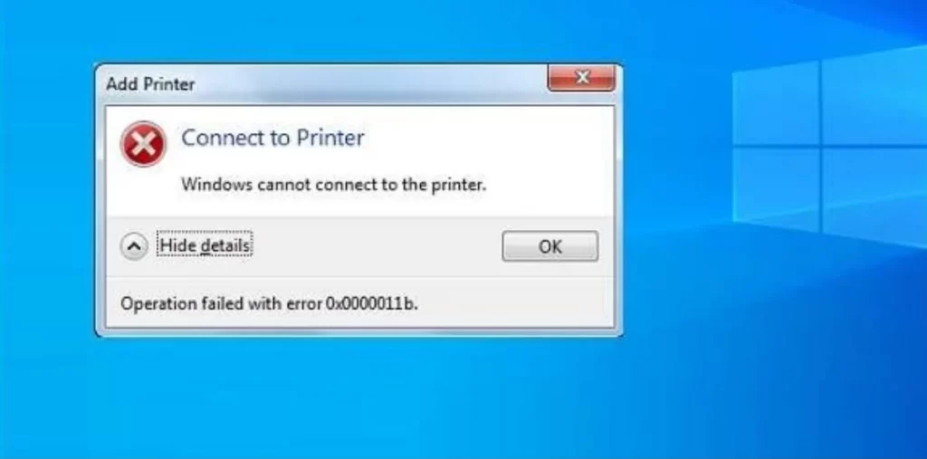 Windows Cannot Connect To The Printer Error 0x0000011b 1