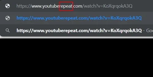 add repeat after youtube in url