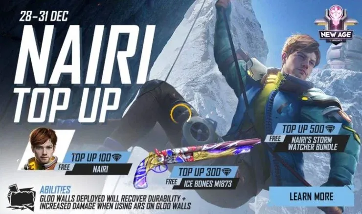 How to Unlock Nairi in Free Fire Top Up Event Free Character