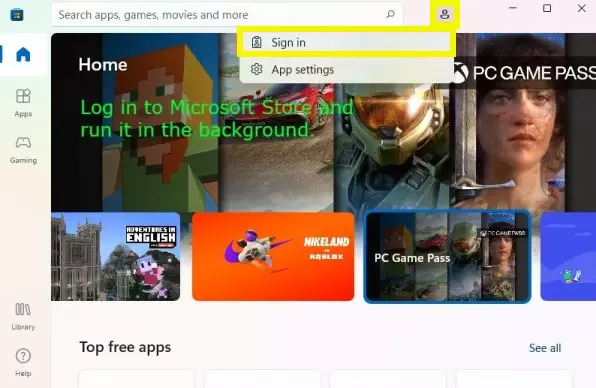 sign in to microsoft store