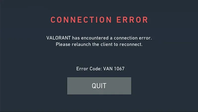 Valorant: How To Fix Van 1067 Error Code