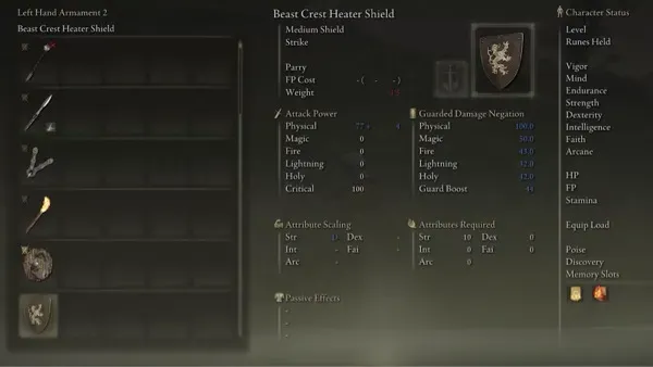 Beast Crest Heater Shield Stats