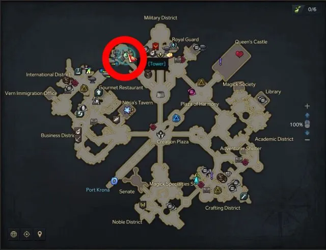 Castle Vern Tower location