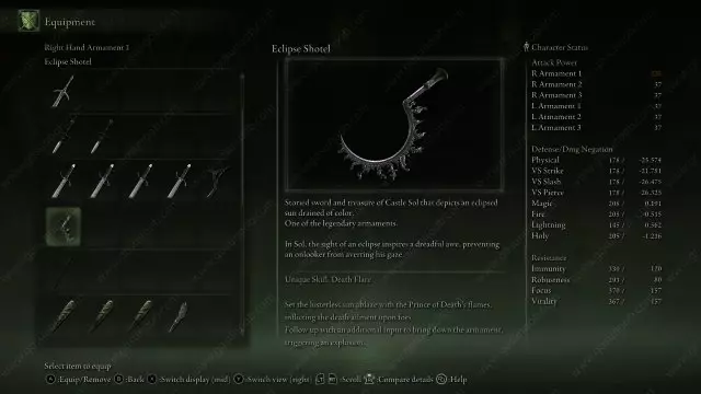 Elden Ring Eclipse Shotel Stats