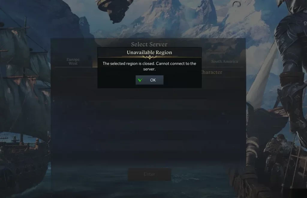 Lost Ark Selected Region is Closed Error