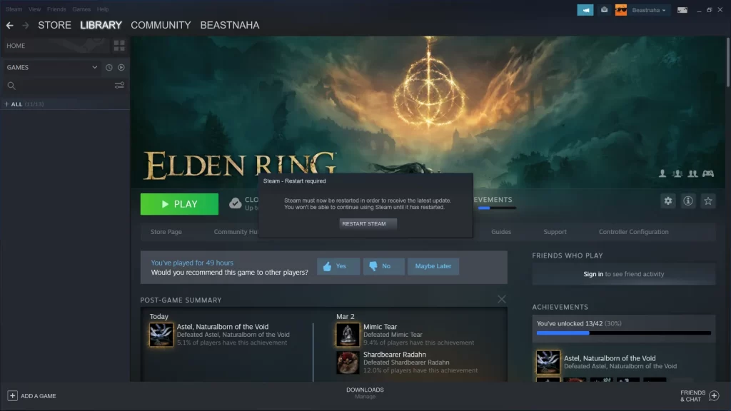 Steam Restart Loop Elden Ring – How To Fix