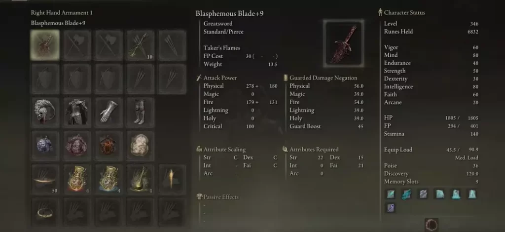 Trade Remembrance of the Blasphemous with Enia at Roundtable Hold to get the Blasphemous Blade