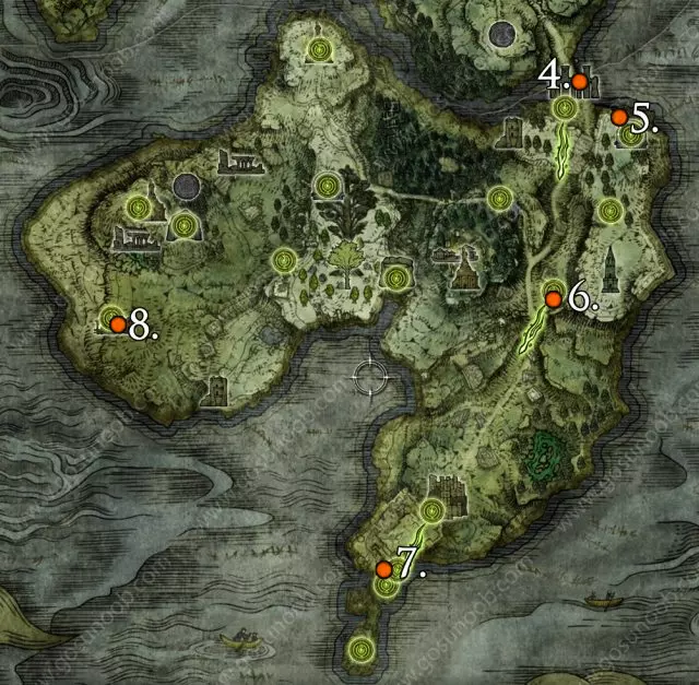 Weeping Peninsula Stonesword Key locations map