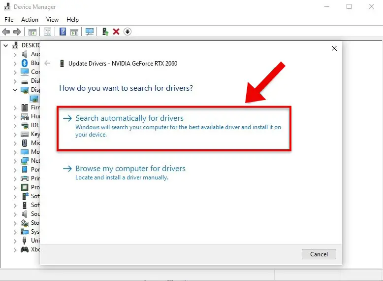 Step 4 Choose Search automatically for drivers