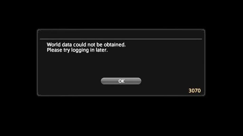 FFXIV Error 3070 World Data Could Not Be Obtained Fix