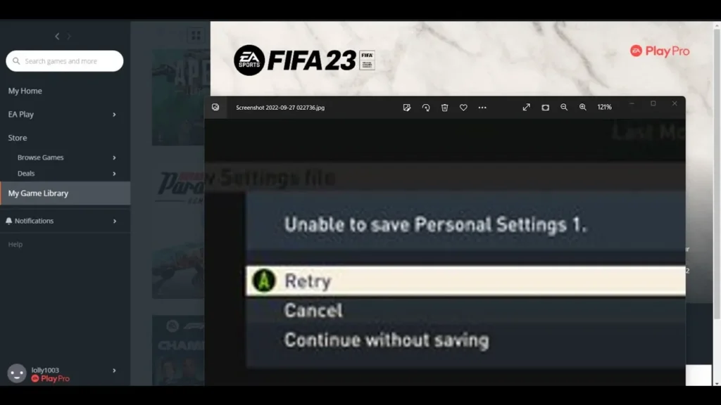 How to Fix FIFA 23 Unable to Save Personal Settings 1 Retry Cancel or Continue