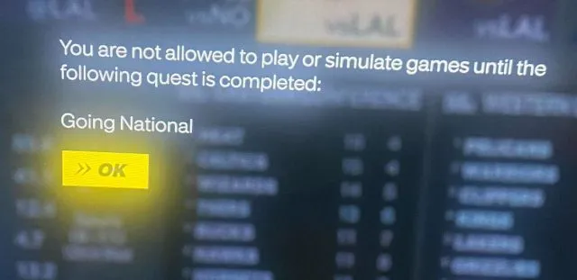 You Are Not Allowed to Play or Simulate Games Until the Following Quest Is Completed