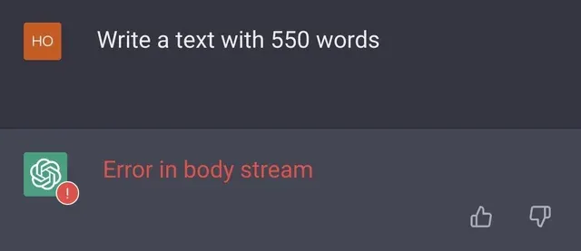 Error in Body Stream in ChatGPT