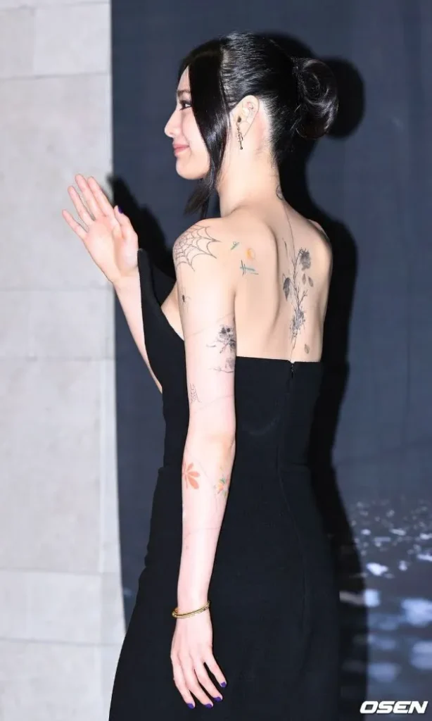 The South Korean idol actress Im Jin Ah has over ten tattoos