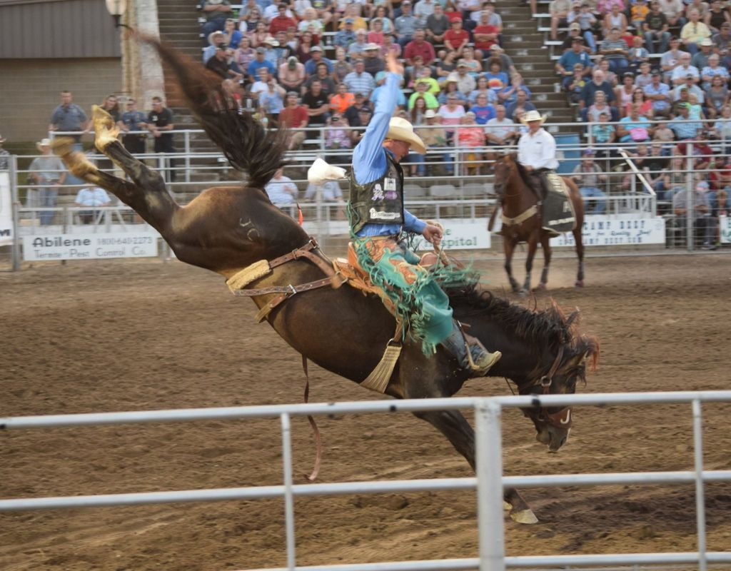 Bronc rider at West Texas Fair and Rodeo