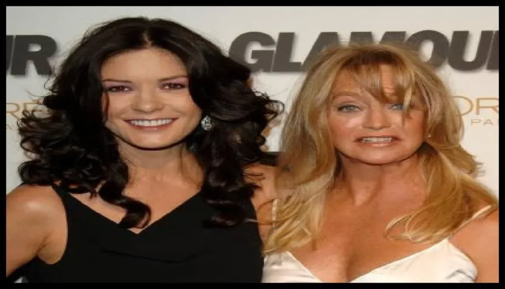 Catherine Hawn and Goldie Hawn side by side illustrating their lack of resemblance and familial connection